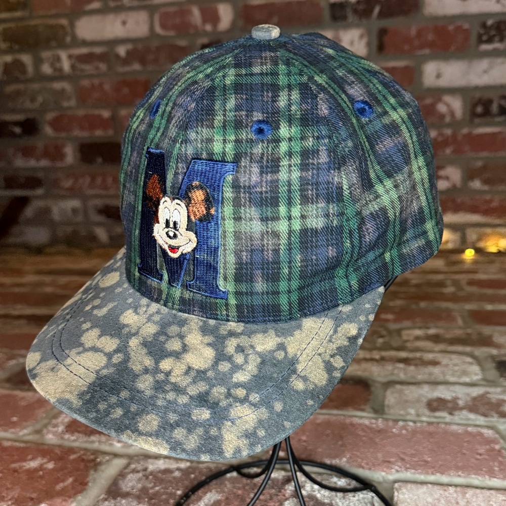 Mickey Mouse Embroidered Plaid Bleach Spray SnapBack Hat Goofy’s Hat Co
